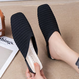 Vipkoala Woman Mules Shoes Outdoor Women Slippers Female Square Toe Shallow Low-heel Casual Shoes Comfortable Slippers Slides