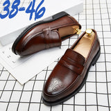 Vipkoala Luxury Brand Penny Loafers men Casual shoes Slip on Leather Dress shoes big size 38-46 Brogue Carving loafer Driving party