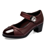 Vipkoala Women Light Weight Wine Red Office Square Heel Pumps Lady Casual High Quality Black Pu Leather Party Shoeshjm7