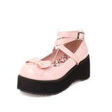 Vipkoala Brand Designer Ladies Platform Flats Lolita Mary Janes shoesFashion Wedges Ladies Pumps Party Gothic Shoes Woman White Pink32-43