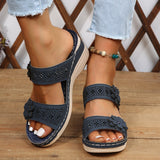 Vipkoala  Summer Women Slippers Plus Size Women's Shoes Retro Roman Sandals Women Pu Casual Flower Wedge Sandals Platform Slippers