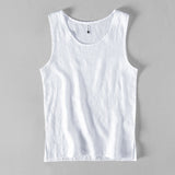 Vipkoala Pure Linen Sleeveless White Tank Top Men Summer Solid Breathable Vest Tees Casual Man Vests