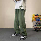 Vipkoala Vintage Green Purple Straight Baggy Jeans Men New Fashion Streetwear Oversize Wide Leg Bright Line Jeans Y2k Denim Trousers