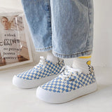 Vipkoala Spring/Autumn Women Flats Shoes Woman Canvas Vulcanize Shoes Plaid Fashion Lace-up Shallow Plus Size High Quality Ladies Shoes