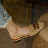 Vipkoala Women's Sandals Elegant Office Ladies Shoes and Sandals Women Casual Shoes Square Heel Sandals Slip On Woman Flats