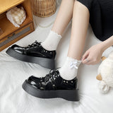 Vipkoala Big Head Black Single Shoes Women's Spring and Summer New Retro Thick Bottom British Style Chain Large Size Small Leather Shoes