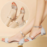 Vipkoala Women Sandals Ladies Sequins Luxury High Quality Sandals Ankle Mid Heel Block Party Open Toe Square Shoes Zapatos De Mujer