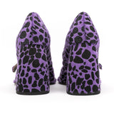 Vipkoala Hot Sale Ladies High Heels Shoes Purple Leopard Print Cover Toe Mary Jane Shoes Square Toe European Mature Women Pumps