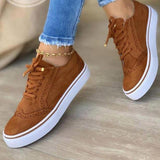 Vipkoala Women Flats Women's Casual Lace Up Shoes Female Platform Suede Footwear Ladies Comforts Breathable Vulcanized Zapatos Mujer