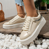 Vipkoala New Women's Sports Shoes Fashion Chain Color Matching Students Thick Bottom Shoes Women Walking Shoe Woman Sneakers Luxury