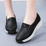 Vipkoala Women Flats Comfortable Loafers Shoes Woman Breathable Leather Sneakers Women Fashion Black Soft Casual Shoes Female