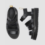 Vipkoala Summer Black Leather Gladiator Sandals For Women Three Buckle Platform Sandals Women Street Style Flat Roman Shoes Woman