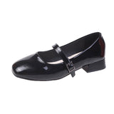 Vipkoala Mary Jane Women's Autumn New Patent Leather Glossy Square-toe Small Leather Shoes One-word Buckle Fairy Wind Gentle