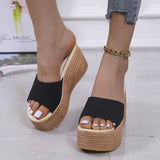 Vipkoala Slippers New Fashion Summer Fish Mouth High Heel Platform Wedge Heel Sandals One Word Beach  Height Increase Comfort Shoes