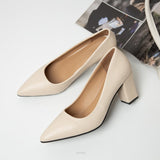 Vipkoala New High Heels Pointed Pumps Women Shoes Closed Shallow Office Square Heel Heels Ladie Dress Party Slip-On Comfort Wedding Shoes