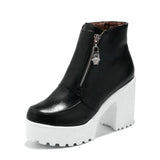 Vipkoala winter white platform wedges chunky high heels woman shoes zipper front women ankle boots plus size