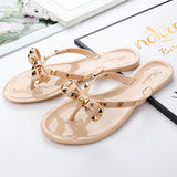 Vipkoala Fashion Women Slippers Flip Flops Summer Shoes Beach Rivets Big Bow Flat Sandals Shoes for Women Sandalias Chaussure Femme