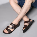 Vipkoala New Big Size Casual Fashion Men Shoes Slip-On PU Leather Soft Non-slip Beach Summer Sandals Slippers Flats Flip Flop