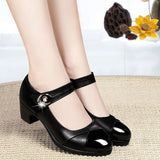 Vipkoala Women Light Weight Wine Red Office Square Heel Pumps Lady Casual High Quality Black Pu Leather Party Shoeshjm7