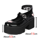 Vipkoala Heart Design Buckle Decor Platform Mary Janes Pumps Spring Dropship Platform Sweet Comfy Woman Shoes Pumps