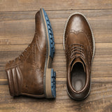 Vipkoala Brogue Men Ankle Boots Brand Winter Retro Handmade Shoes For Men