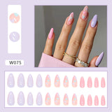 24Pcs/Set Short False Press on Nail Tip with Glue Designs Detachable Reusable Fake Nails with Glue Stick-on Nail Art DIY Tips