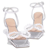 Vipkoala Summer Women's Sandals with Bow Pearl Flat Heels Elegant Rhinestone Party Ladies Shoes Plus Size 42 Sandalias Mujer