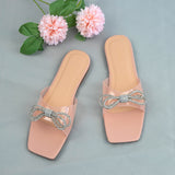 Vipkoala Women's Summer Shoes Woman Slippers Rhinestone Strip Flat Slides Bling Party Shoes New Pink Holiday Outside Beach Sandals