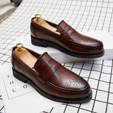 Vipkoala Luxury Brand Penny Loafers men Casual shoes Slip on Leather Dress shoes big size 38-46 Brogue Carving loafer Driving party