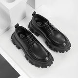 Vipkoala Male Leather Shoes Men New Chunky Platform Retro Work Shoes Spring Autumn Derby Shoes Low Top Man Casual Flats