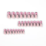 24pcs Pink Rainbow False Nails Long Coffin Love Heart Press on Nails Wearable Full Cover French Acrylic Nail Tips For Girls