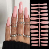 24pcs/Box Square Head False Nails Short Style Detachable Wearable French Fake Nail Charms Full Cover Press On Nails Art Tips