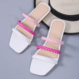 Vipkoala Summer New Sandals for Women Flat Braided Rope Sandals Rainbow Sandals Womens Shoes Designer Sandals Casual Women Slipper