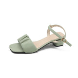 Vipkoala Spring Summer New Open-toed Casual Sandals Women's Thick Heel Elegant Middle Heel One-word Buckle Women's Comfortable Shoes