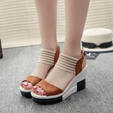 Vipkoala Summer New Fashion All-match Wedge Heel Fish Mouth Women's Shoes Super High Heel Sandals Platform Height Increase Sandals