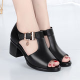 Vipkoala Women Sandals Summer New Med Heels Peep Toe Shoes Slippers Fashion Desiger Pu Leather Casual Sexy Wedding Pumps Shoe Woman