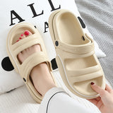 Vipkoala Women Thick Platform Slippers Summer Beach Eva Soft Slide Sandals Leisure Men Ladies Indoor Antislip Sandals Dual-purpose Shoes