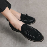 Vipkoala Trend Designer Britain Retro Pointed Tassels Suede Wedding Leather Oxford Shoes Men Casual Loafers  Formal Dress Zapatos Hombre