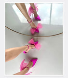 Vipkoala Big Butterfly-Knot Sandals Woman Summer High Heels Women Pumps Pointed Designer Shoes Mary Janes Sexy Stiletto Wedding Shoe