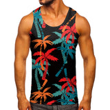 Vipkoala Palm Tree Print Tank Top For Men 3d Print Sleeveless Tee Beach Hemp Palm Pattern Tops Vest Hawaii Colorful Beachwear Loose Shirt