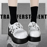 Vipkoala Women Pumps Mary Jane Derby Metal Decoration Platform Flat Heel Female Shoes Ladies Wedge Lolita Gothic Harajuku Punk Footwear