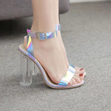 Vipkoala Women Summer High Heeled Sandals Crystal Open Toed High Heels Female New Transparent Heel Shoes Plus Size 36-43 Sandalias Mujer