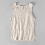 Vipkoala Pure Linen Sleeveless White Tank Top Men Summer Solid Breathable Vest Tees Casual Man Vests