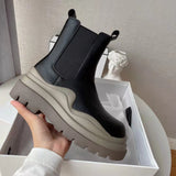 Vipkoala New Autumn Winter Women Chelsea Boots Thick-soled Soft Leather Women Platform Casual Boots Fashion Female Flat Boots