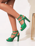 Vipkoala Shoes Gladiator Sandals Platform Heels Roman Shoes Woman Ankle Strap Buckle Summer Peep Toe Sandals Size 34-43 Green Black Orang