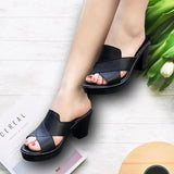 Vipkoala Women Summer New High Heels Slippers Feamle Thick Heel High-heeled Casual Shoes Outdoor Heel Slippers Footwear Zapatos De Mujer