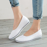 Vipkoala Women Loafers Soft Slip On Canvas Flats Shoes Woman Solid Casual Breathable Shoe For Mother Platform Shoes