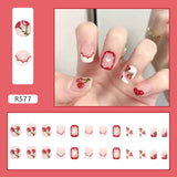 24Pcs/Set Short False Press on Nail Tip with Glue Designs Detachable Reusable Fake Nails with Glue Stick-on Nail Art DIY Tips