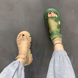 Vipkoala Sandals Women Summer New Fashion Thick-bottomed Breathable Eugene Yarn Mesh Magic Paste Roman Sandals Hook & Loop