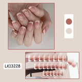 24Pcs/Set Short False Press on Nail Tip with Glue Designs Detachable Reusable Fake Nails with Glue Stick-on Nail Art DIY Tips